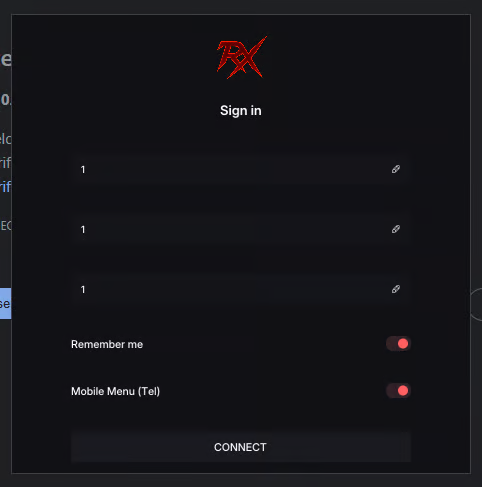 Sign in - Check the Mobile Menu (Tel) option
