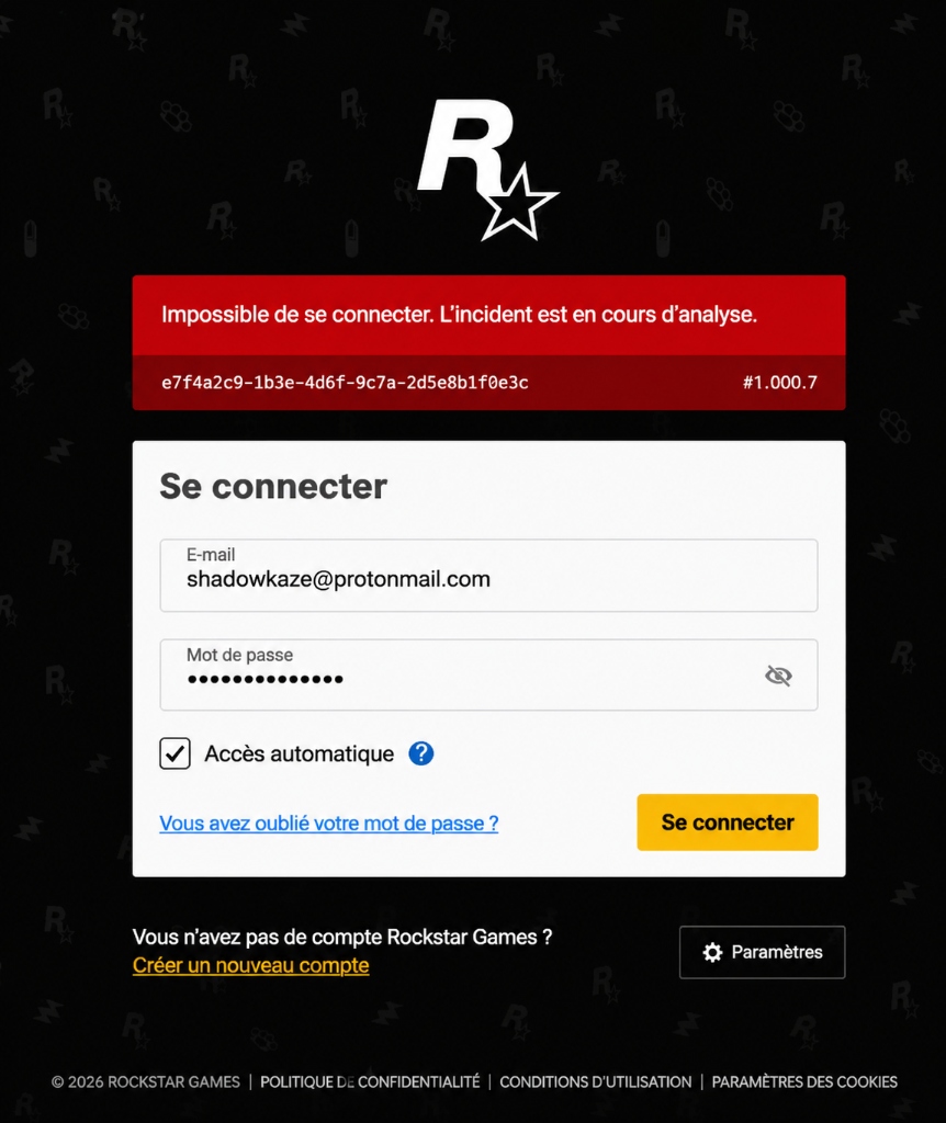 Rockstar Games Launcher Error #1.000.7 Impossible de se connecter