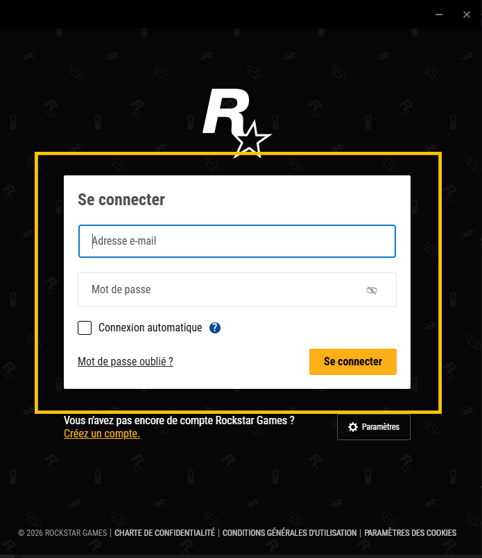Rockstar Games Launcher sign in screen
