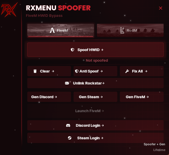 RXMENU Spoofer Interface