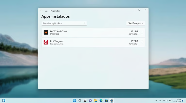 Installed apps: FACEIT Anti-Cheat and Riot Vanguard